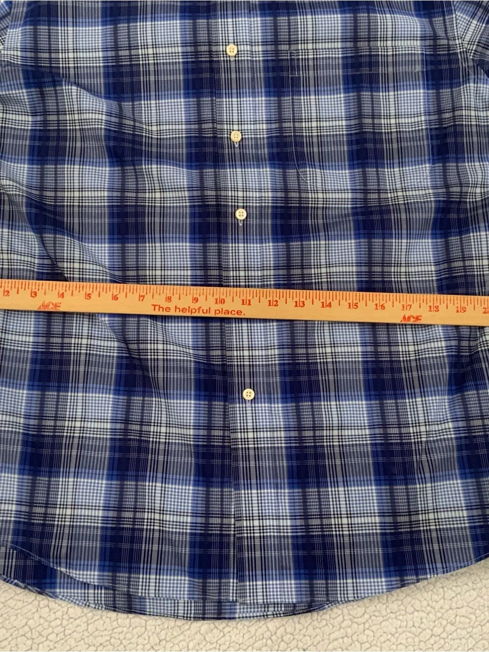 Jos. A. Bank Travelers Collection Button Down Shirt Med Blue Plaid Short Sleeve